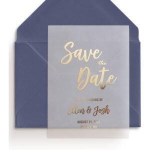 Custom Vellum Save the Date Cards – Luxury Gold, Rose Gold & Silver Foil Wedding Invitations