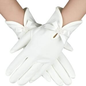 Elegant Short Satin Wrist Length Gloves