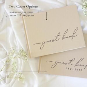 Personalized Linen Wedding Guest Book